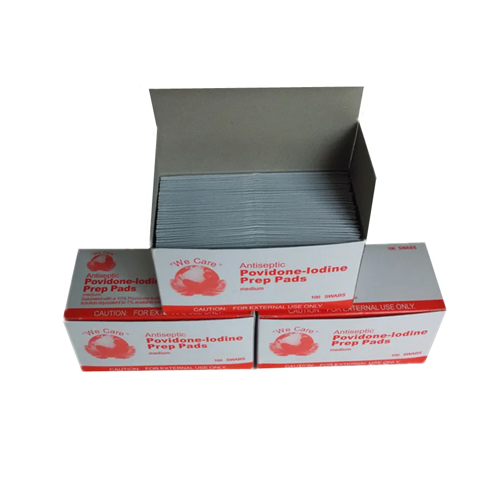 200Pcs 6x3cm Disposable Iodophor Wet Wipe Medical Disinfection Iodine Cotton Sheet Wound Antiseptic Skin Clean