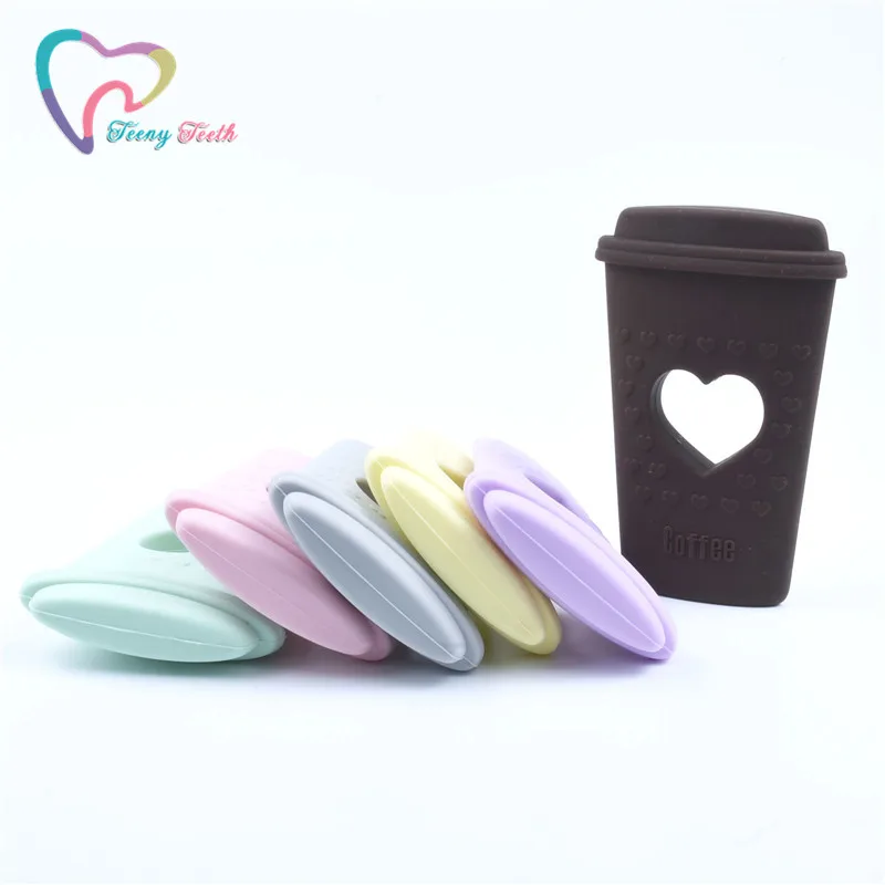 10 шт. BPA бесплатно DIY милое сердце силиконовая чашка кофе Прорезыватель детское кольцо для соски подвеска-грызунок игрушки ремесла аксессуары