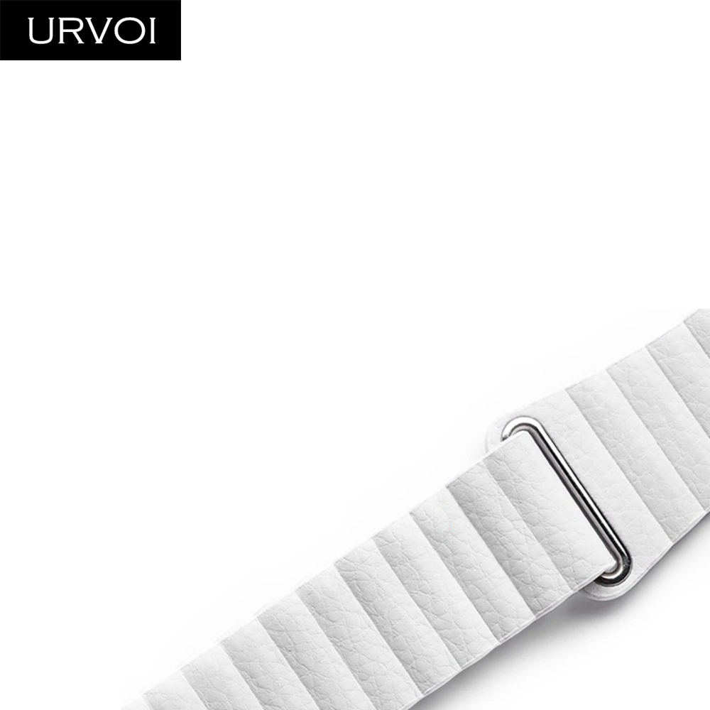 White URVOI Leather loop for Apple Watch band for iwatch series 5 4 3 2 1 leather strap with magnet buckle comfortable soft New - Цвет ремешка: White