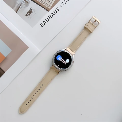 High Quality Leather Slim Watchband For Samsung Galaxy Watch 4 Classic 44MM 40MM 42MM 46MM Vintage Soft Bracelet Band