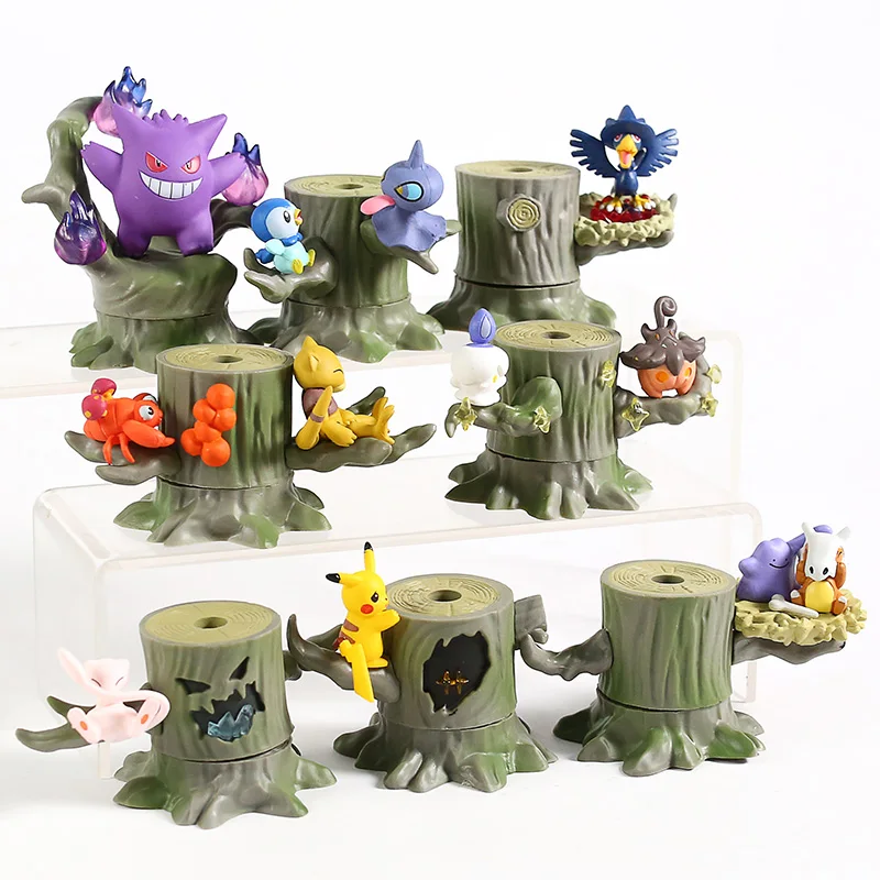 Monster Figures Gengar Mew Ditto Cubone Litwick Pumpkaboo Paras Abra Piplup Shuppet Murkrow Mini Toys 8 шт./компл.|Игровые