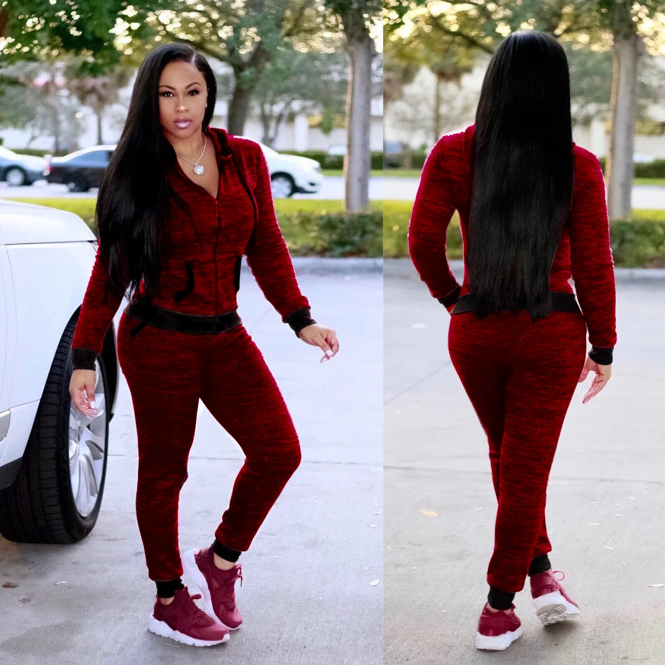 

Autumn Women's 2 Piece Set Sport Suit Lady Hoodies Zipper Sweatshirt Tops And Jogger Pants Female Long Sleeve Casual Tracksuit