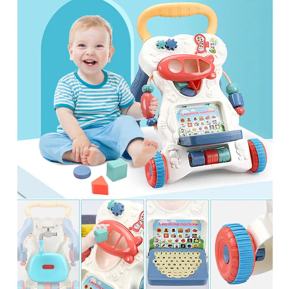 

Multifuctional Baby Walker Toddler Trolley Sit-to-Stand ABS Musical Walker with Adjustable Height to Learn Walk Scientifically