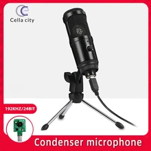 Cella cidade computador usb condensador microfone desktop tripé conjunto âncora para gravação música k ao vivo notebook microfone com fio