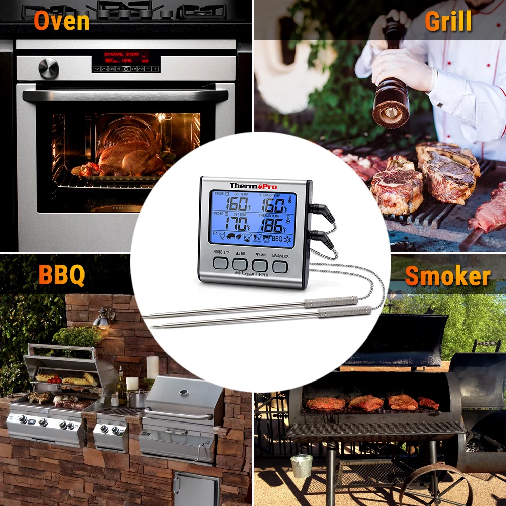 ThermoPro TP17 Цифровой Кухонный Термометр для духовки Мяса термометр с таймером