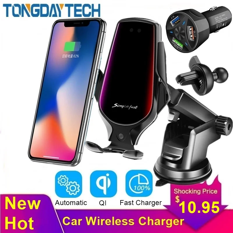 Автомобильное Быстрое беспроводное зарядное устройство Tongdaytech 10 Вт для iPhone XS X 8 11