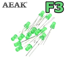 200 шт. AEAK Green F3 3 мм светодиодный зеленый светоизлучающий диодный светильник зеленый поворот 570-575NM