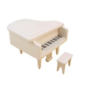 

Hobbylane 1:12 Wooden Miniature Grand Piano Modeling Toy for Doll House Color Random