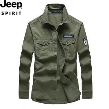 

JEEP SPIRIT Korean Style Long Sleeve Shirt Men Solid Color Pure Cotton Blusa Masculina Mens Shirts Camisas Para Hombre M-XXXL