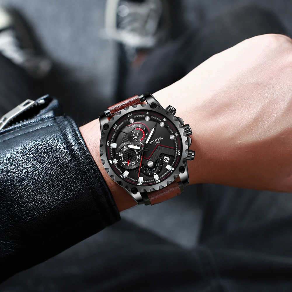 Часы наручные NIBOSI Мужские кварцевые спортивные брендовые Роскошные