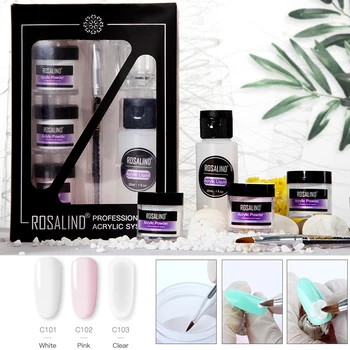 

ROSALIND Acrylic Powder Nail Extension Set For Poly Builder Gel Acrylic Nail Kit Semi Permanent Gel Polish Nail Art Base Top