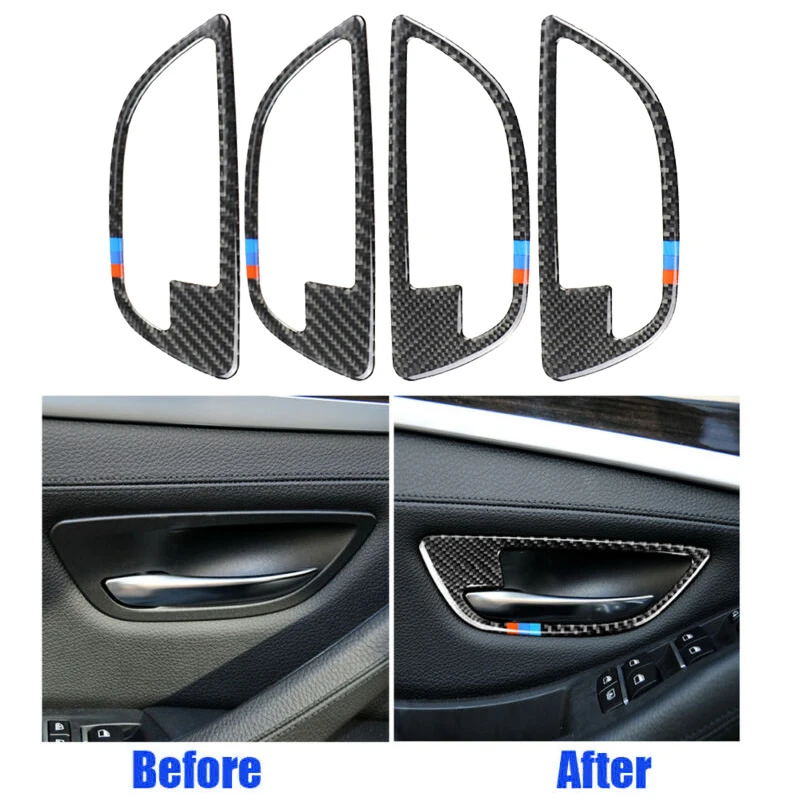 cheap Carbon Fiber Door Handle Cover Trim For BMW 5 Series F10 W M Accessories Black