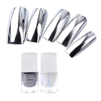 

Silver Mirror Nail Polish Varnish Metallic Manicure Nail Art Polish Base Coat Peel Off Metal Nail *