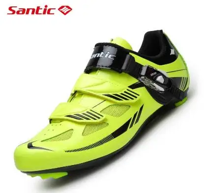 Santic/Обувь для велоспорта; зеленая велосипедная обувь; Нейлоновая подошва; обувь для велоспорта; zapatillas ciclismo; S12019Y; Подарочный носок