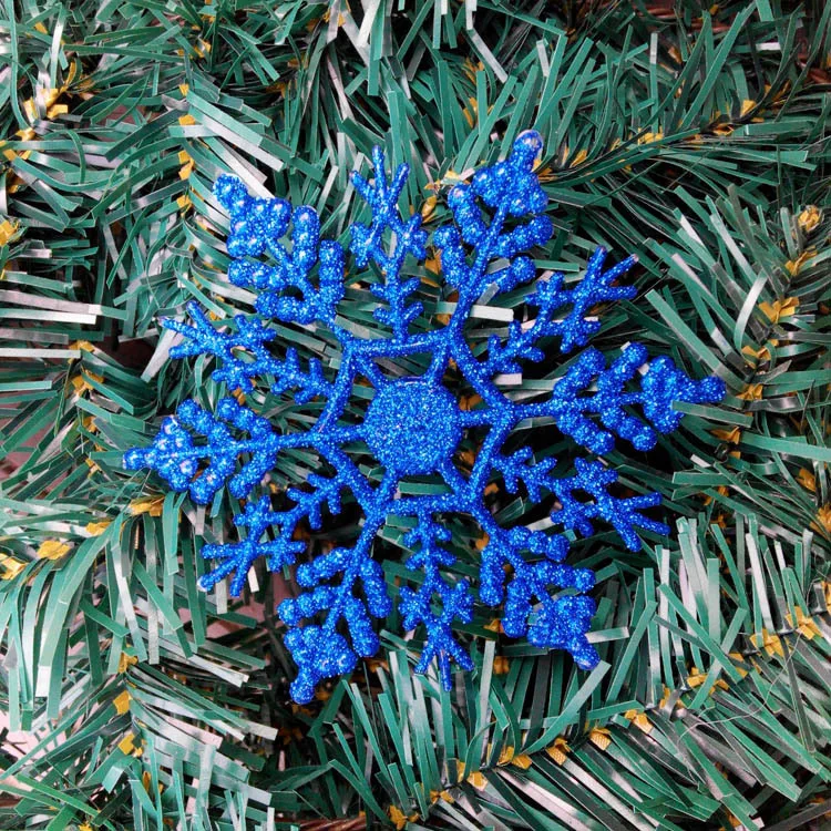 royal blue 12 шт. белый золотой порошок Снежинка для рождественской елки Декор подвесной кулон рождественские вечерние рождественские украшения домашний декор Navidad - Цвет: royal blue