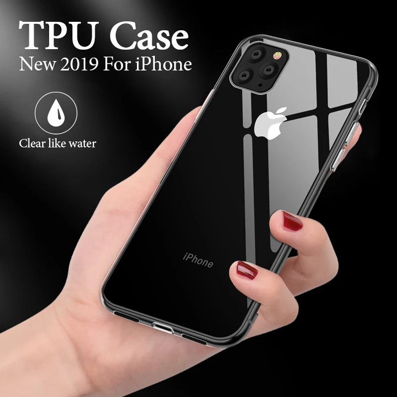 

Clear Case For iPhone 11 2019 5.8 6.1 6.5 inch Soft Transparent TPU Black Cases Cover For iPhone 11 Pro Max XR XS XS Max Cover
