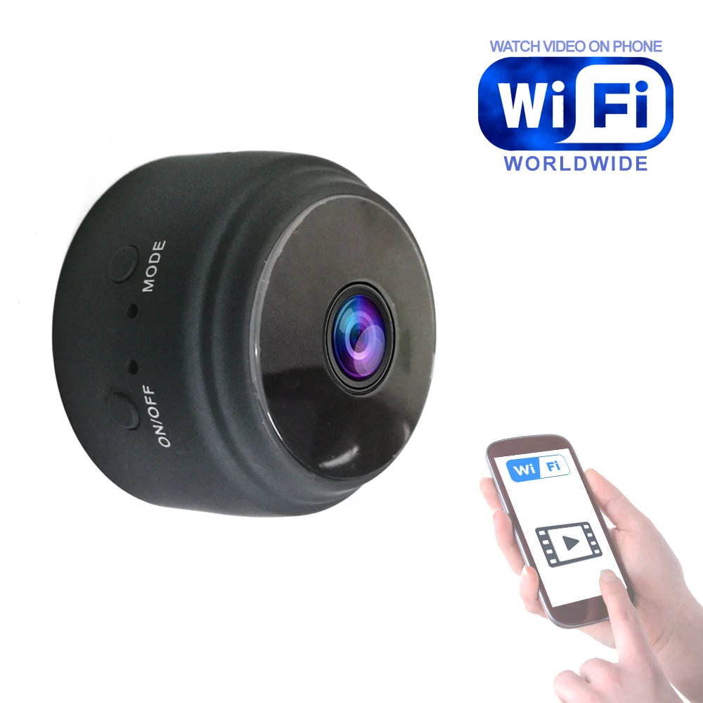 

Mini WiFi Camera with Night Vision, Motion Detection 1080P Wireless Remote Monitoring in Phone APP DVR Camcorder Photo Trap