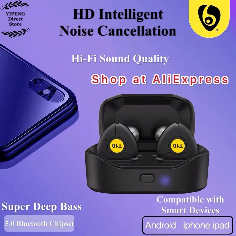 OVLENG T10 True Wireless Earbuds Wireless Bluetooth Earphones with Mic Handsfree for Smart Devices Mini TWS Earphones