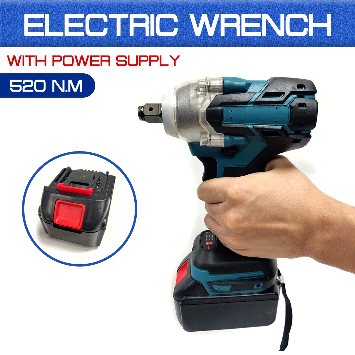 

18V 520Nm Electric Brushless Impact Wrench 1/2 Socket Wrench Rechargeable Cordless Power Tool For Makita Battery DTW285Z