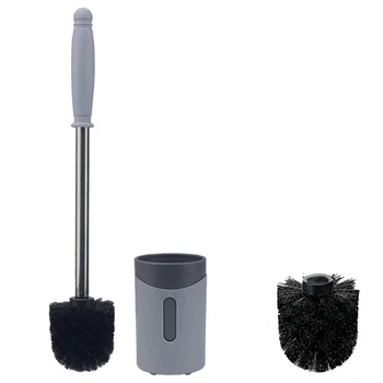 

Toilet Brush and Holder Set with Antislip Grip Handle Soft Silicone Bristle, Toilet Bowl Cleaning Brush For Bathroom, Hollow Sus