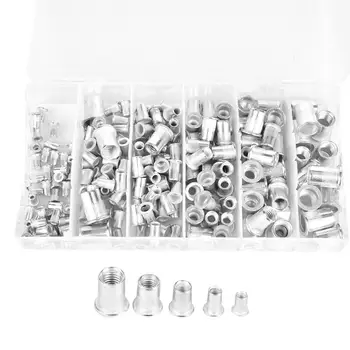 

190Pcs Rivet Nut Kit Aluminum Flat Head Threaded Fastener Nuts Assortment Kit rivetnut M3 M4 M5 M6 M8 M10