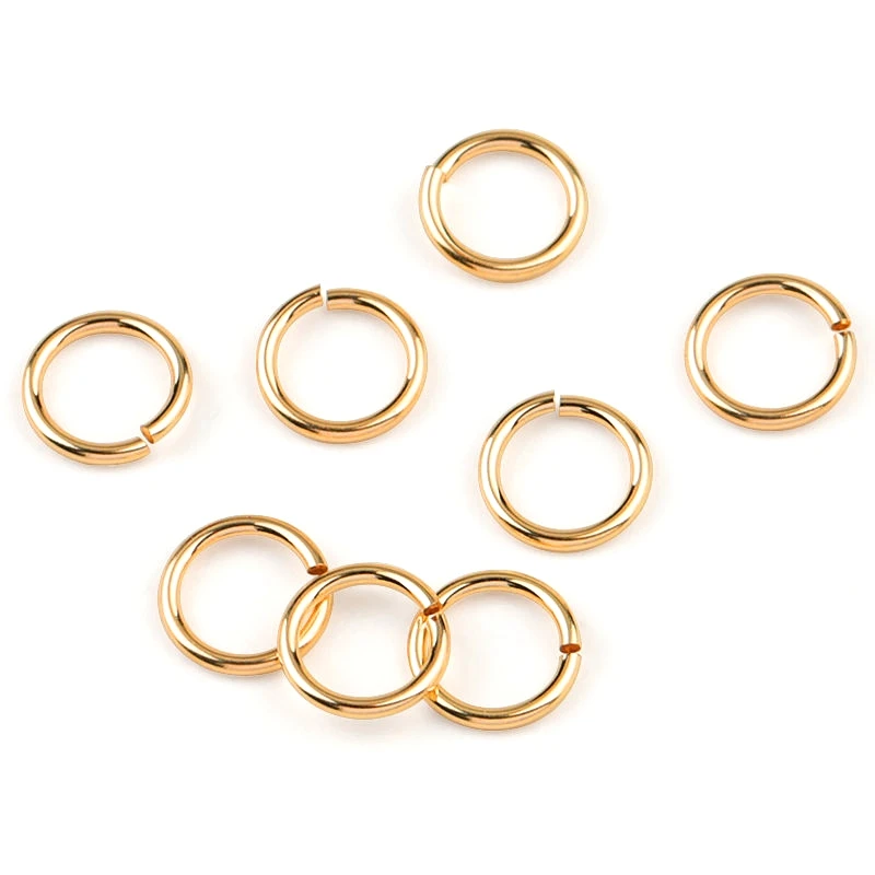 10pcs 0.5/0.64/0.76/0.81mm 14K 골드 충전 오픈 점프 링 14K 골드 스플릿 링, 열쇠 고리 및 팔찌 쥬얼리 제작