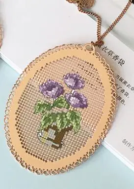Цветы 2 DIY ремесло Стич вышивки крестом металлическая Закладка серебро Золотой Рукоделие Вышивка ремесла счетный крест-Набор для вышивки - Цвет: Тёмно-синий