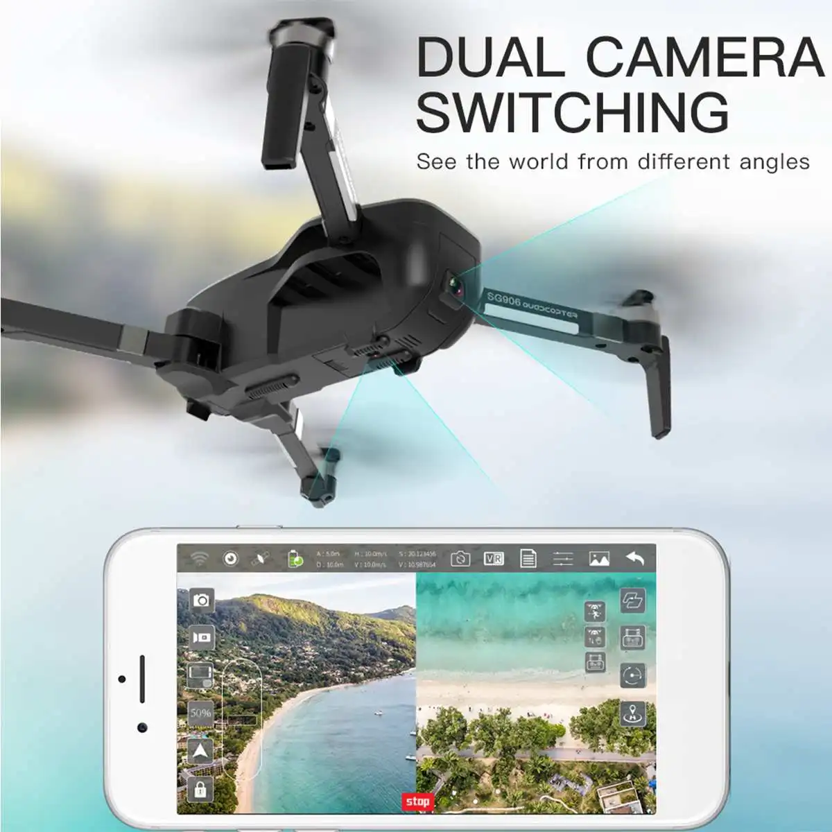 

Hot SG906 Wirless Camera Drone Rotating Camera Quadcopter Aerial Photography RC Helicopter With GPS Positioning Route Plan Fucti