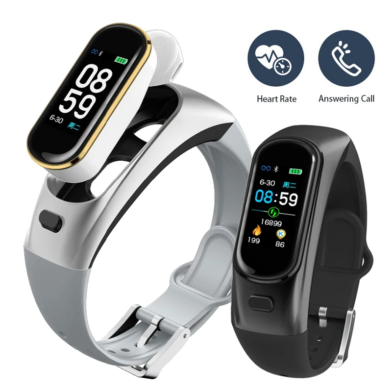 

H109 Smart Watch 2-in-1 Bluetooth Call Headset & Bracelet Blood Pressure Heart Rate Men Fitness Tracker Sports Women Wristband