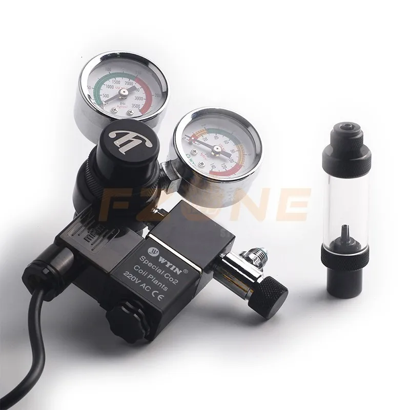 

Chihiros Aquarium Wyin Double Guage CO2 Regulator with Check Valve Bubble Counter Magnetic Solenoid Valve and Installing Kits