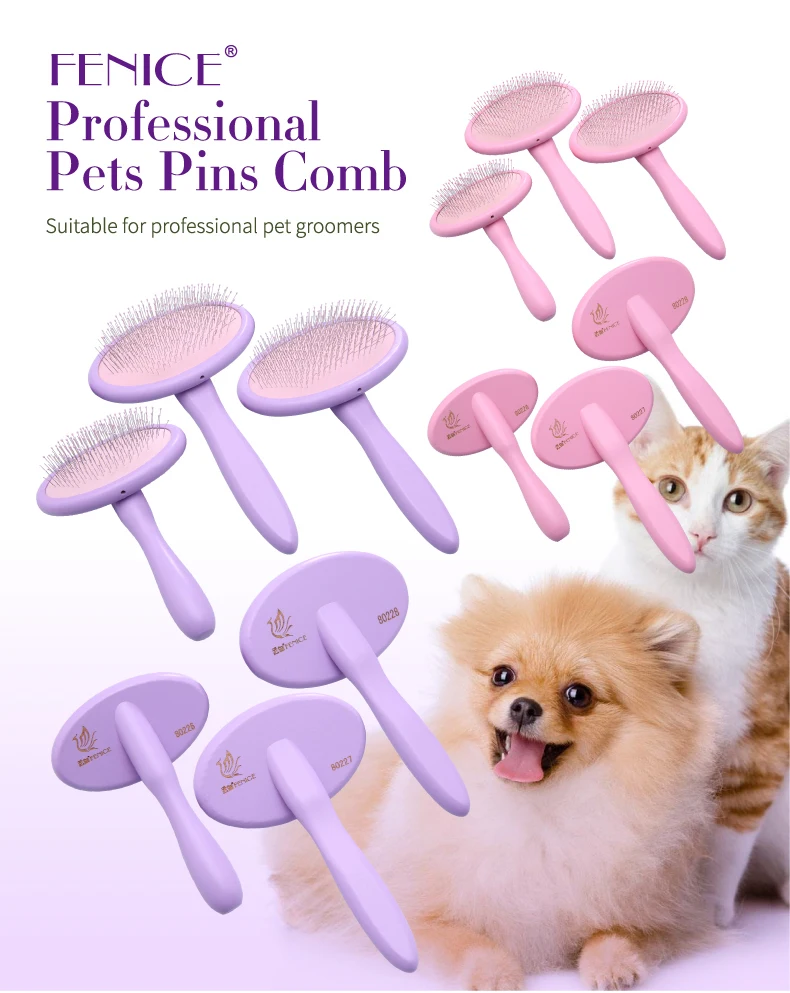 Fenice Dog/Cat Grooming Brush Wooden Dog Brush Shampoo Tool for Pet Beauty and Massage Soft Pad Pet Bath Brush Comb