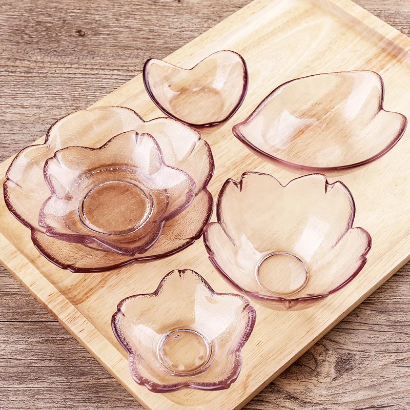 

Creative Cherry Blossom Flavored Dish Pink Japanese Style Glass Tableware Saucer Wedding Gift for Friend