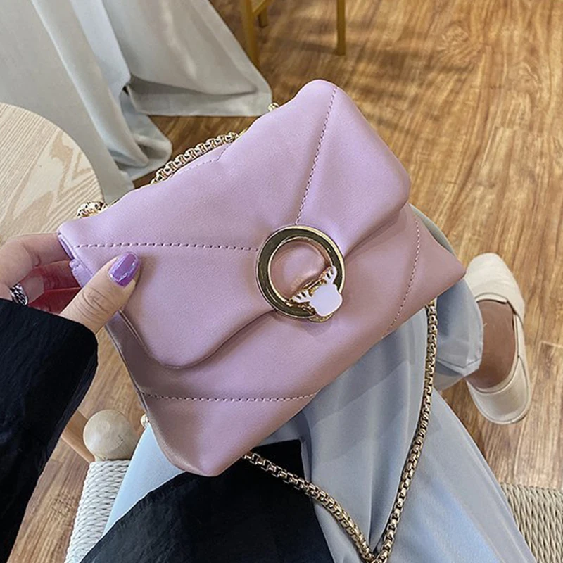

Fashion Solid Color Crossbody Bags Casual Chain Women Shoulder Bag Female PU Leather Flap Bags for Women 2020 Coin Phone Purses