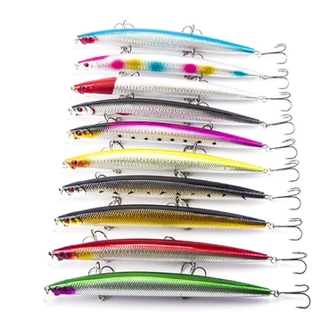 10PCS/Lot Minnow Fishing Lure 18cm 26g Plastic Deep Sea Fishing Bait Floating Lure Tackle Hook isca artificial bait