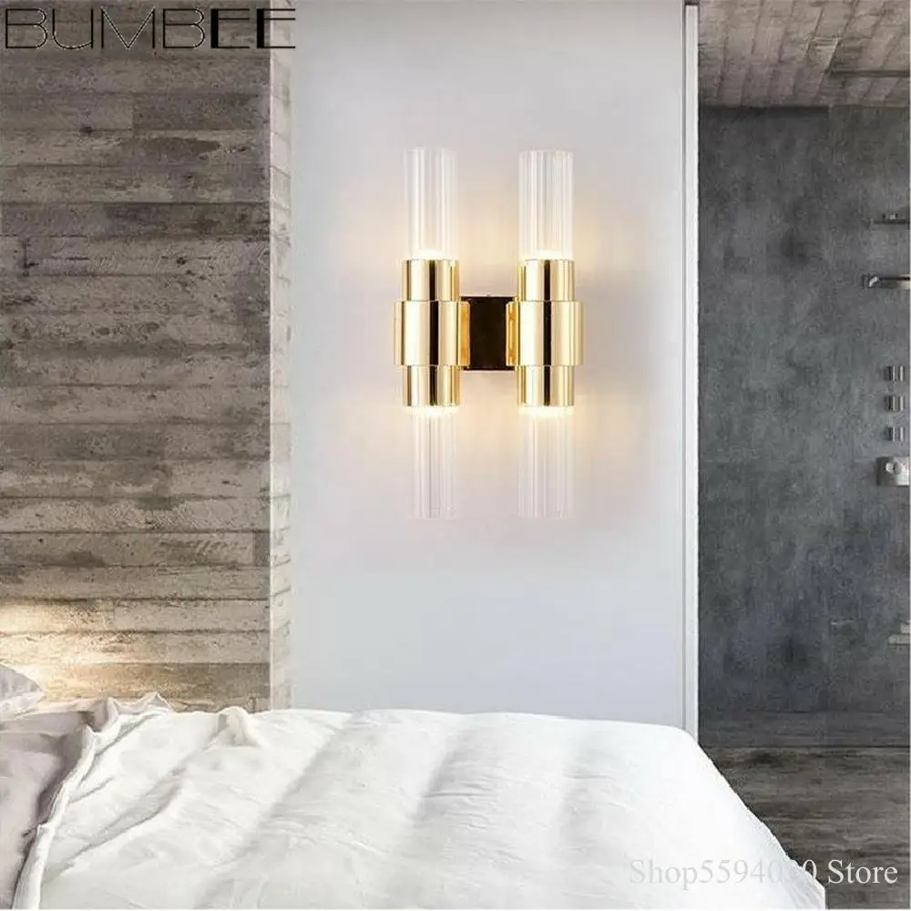 Lampe murale en fer et verre, applique nordique Post-moderne, pour salon, chambre à coucher, chevet, escalier, luminaire mural ► Photo 3/6