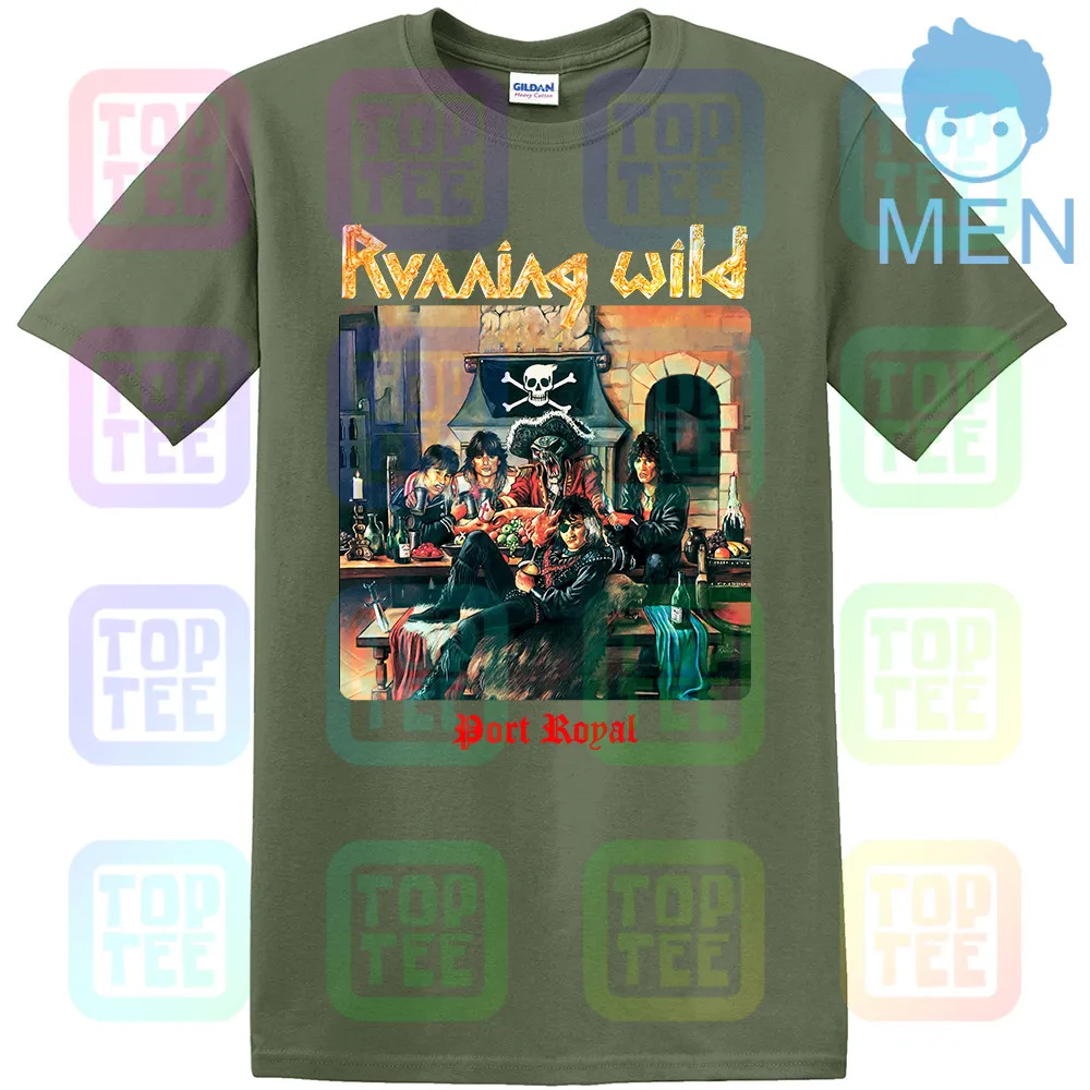 Армейский зеленый Новая Черная футболка RUNNING WILD PORT ROYAL X-WILD GRAVE DIGGER RAGE hellowen - Цвет: Армейский зеленый