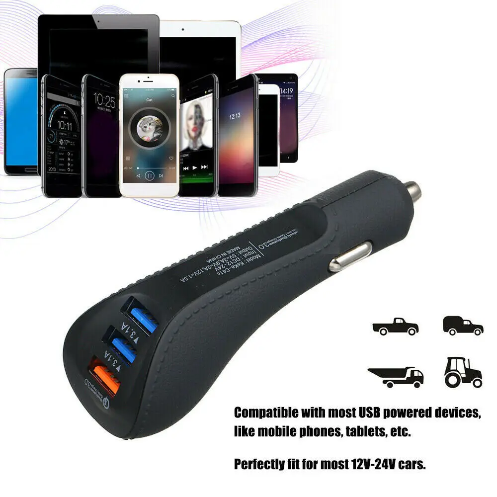 QC 3,0 Автомобильное зарядное устройство 3 USB порта для iPhone 5 Быстрая зарядка USB Автомобильное зарядное устройство для телефона адаптер Быстрая зарядка для samsung S10