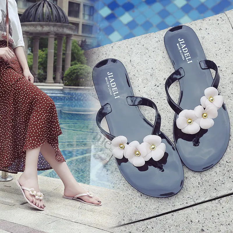 2020 Summer New Women Flowers Slippers Ladies Shoes Outdoor Flip-flops Open-toed Beach Flat Jelly | Обувь