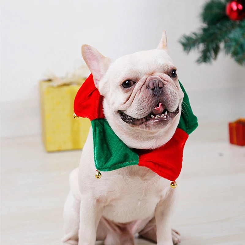 Christmas Cat Dog Bandana Bibs Scarf Collar Adjustable Pet Cute Heart Neckerchief Scarf Waterproof Saliva Towel