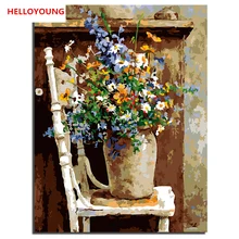 Цветы Цветочные DIY Ручная роспись маслом цифровая картина маслом Цифры Картины Маслом китайский свиток картины для декорирования дома