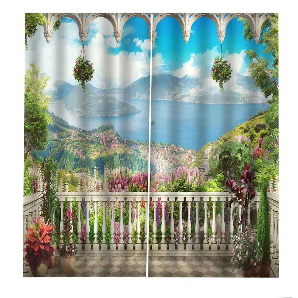 3D окна занавески для гостиной занавески в спальню Cortinas Индивидуальные размер Природа декоративный пейзаж занавески s