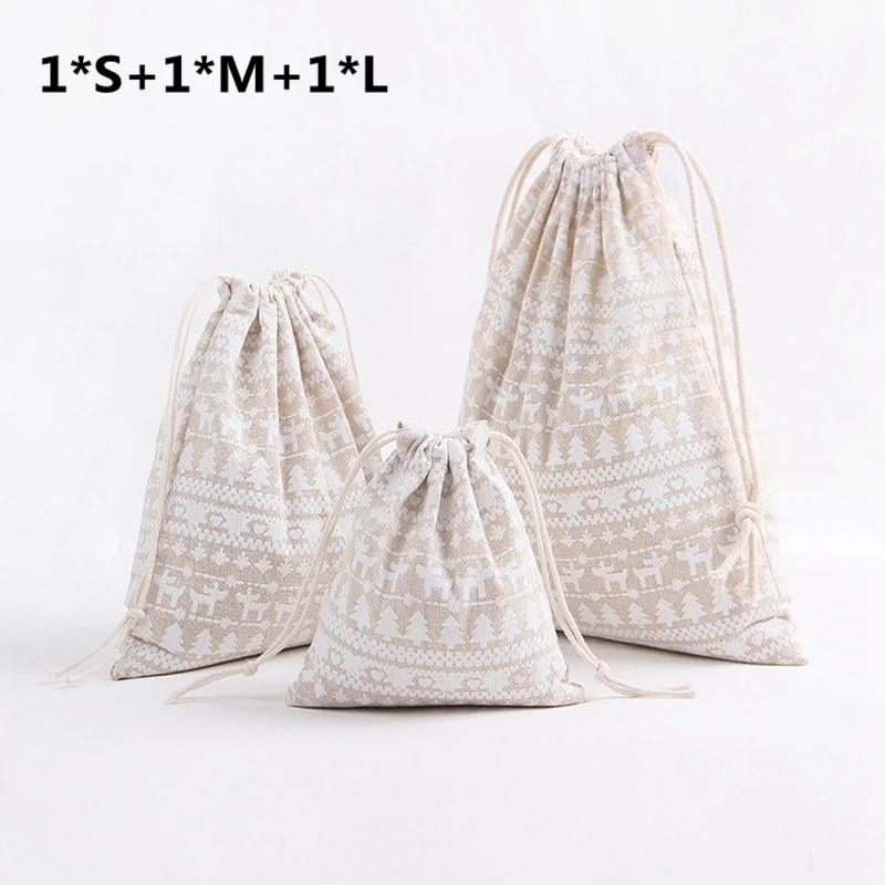 A set of White tree Картина хлопковой елки, сумка на шнурке, Женский дорожный кейс для косметики, косметики, обуви, тканевый чехол для хранения, органайзер, сумки, рождественский подарок - Цвет: A set of White tree
