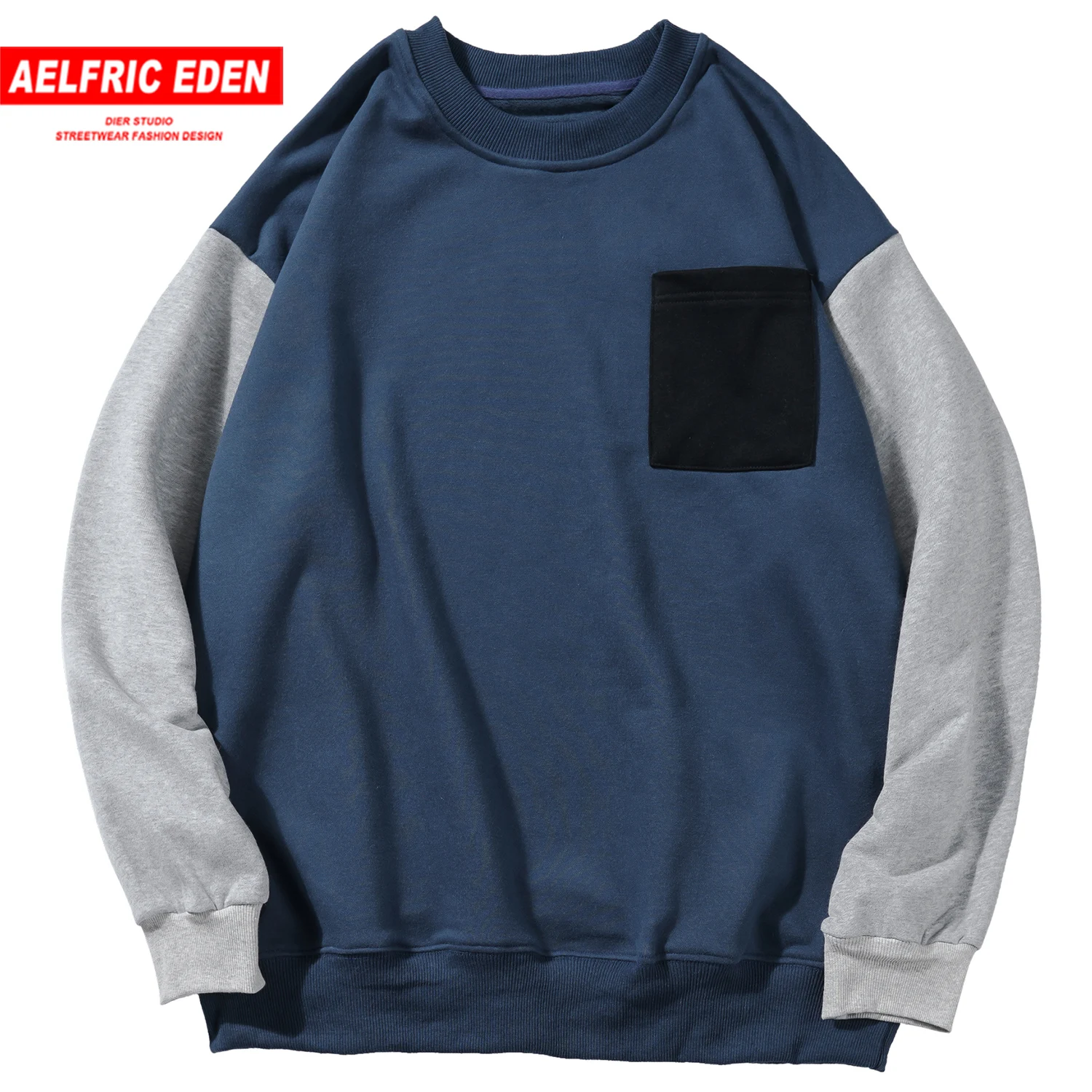 Aelfric Eden винтажные Лоскутные мужские толстовки Harajuku Уличная Повседневная хлопковая пуловер Хип Хоп мода негабаритных с длинным рукавом