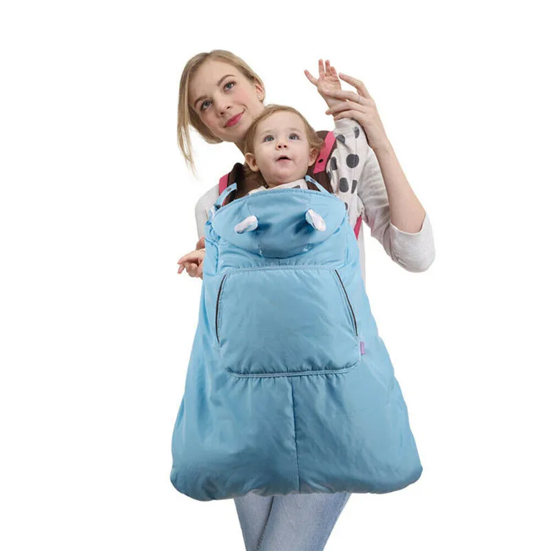 Детская сумка-переноска с капюшоном, ветрозащитная Водонепроницаемая зимняя переноска на подтяжках, плащ с карманом, передняя защита от солнца, дождевик, рюкзаки, 0-36 м