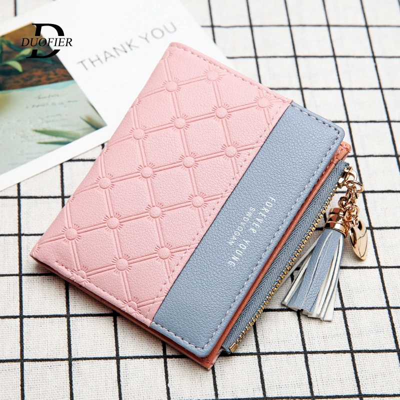 

Women Wallets 2019 New Fashion Cute Short Money Bag Zipper Coin Purse Cards Holder PU Leather Soft Clutch Strap Money Bag Female