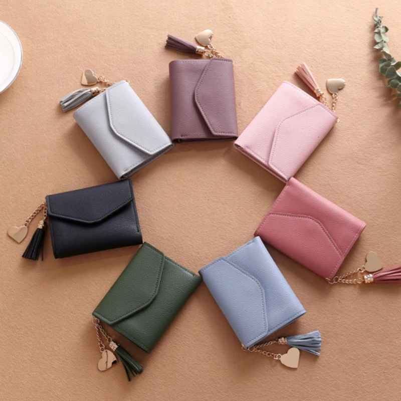 

2023 Women's Wallets Short Tassel Pendant Wallet Coin Purses Clutch Money Bag Cute Female Wallet in Hand id Card Holders Clutch