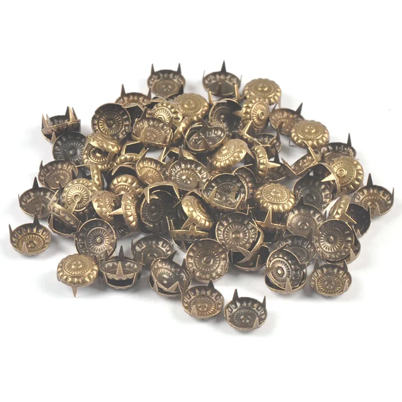 PENGHU SDSF Bronze Four Brads Studs Spikes for Clothes Embellishment Scrapbook Home Decor Fastener DIY Metal Crafts Accessories 100Pcs 
