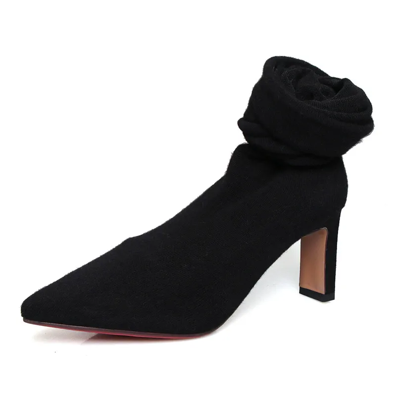 MORAZORA/ г., облегающие высокие сапоги женские Вечерние туфли на высоком каблуке с острым носком женские эластичные носки