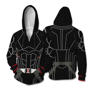 

Superhero Black Widow 3D Printed Hooded Zipper Jacket Natasha Romanoff Coat Sweatshirts Outwear Men's Streetwear Hoodies