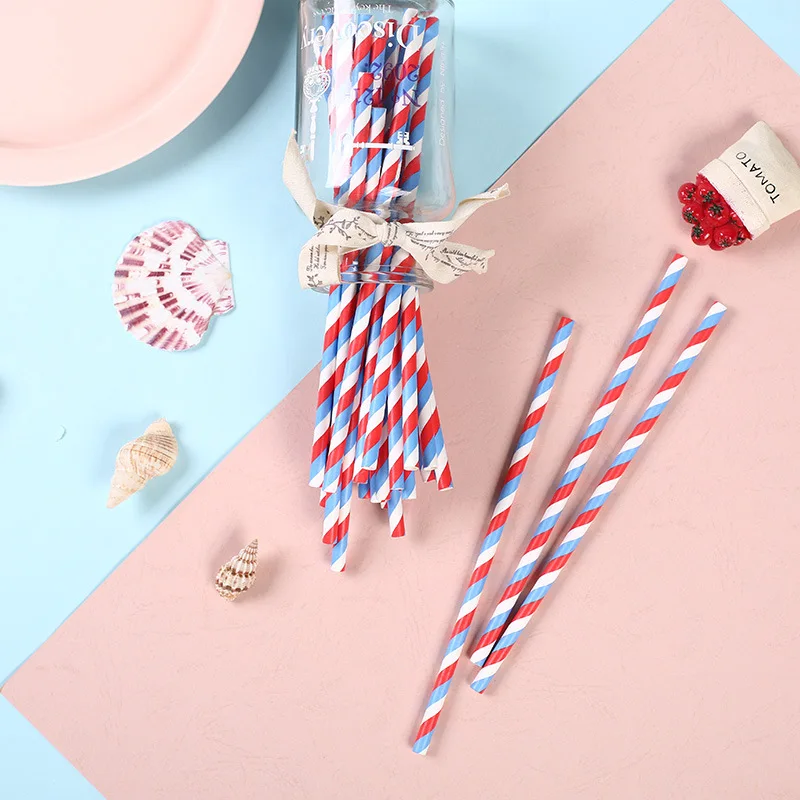 25pcs Paper Straws Disposable cutlery Kitchen accessories Wedding Birthday party decorations